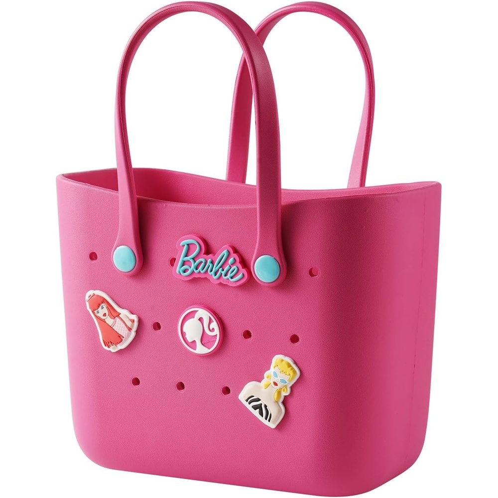image:imageMINISO Barbie Tote Bag Reusable Small Rubber Waterproof Bag Cute Design Practical And Portable Handbag for Work Travel BLUERose