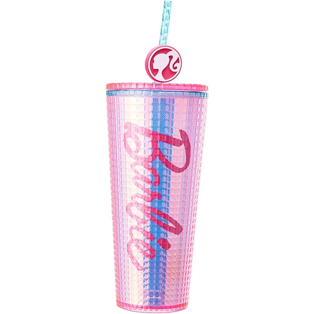 image:imageMINISO Barbie Collection Double Wall Plastic Cup with Straw 20 oz BPA Free Clear Tumbler with Lid Perfect for girls On the Go26 oz  Barbie Shimmer Cup
