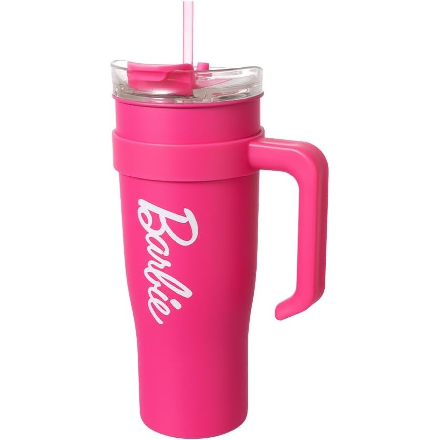 image:imageMINISO Barbie Collection Double Wall Plastic Cup with Straw 20 oz BPA Free Clear Tumbler with Lid Perfect for girls On the Go54 oz  Barbie Jumbo A