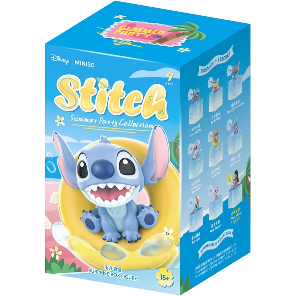 image:imageMINISO Disney Stitch Blind Box Summer Party Series Collection Vinyl Figure Surprise Box Random Design Model Collectible Toy for Home Decor Birthday Gifts Random One Figure