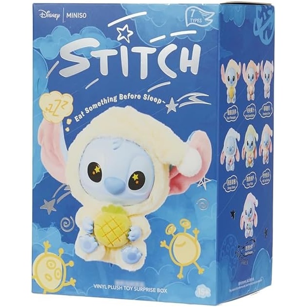 image:imageMINISO Disney Stitch Eat Something Before Sleep Collection Vinyl Plush Toy Surprise Box Figure Model Random Design Blind Box Toy Collectible Toy for Home Decor Birthday Gifts Random One Figure