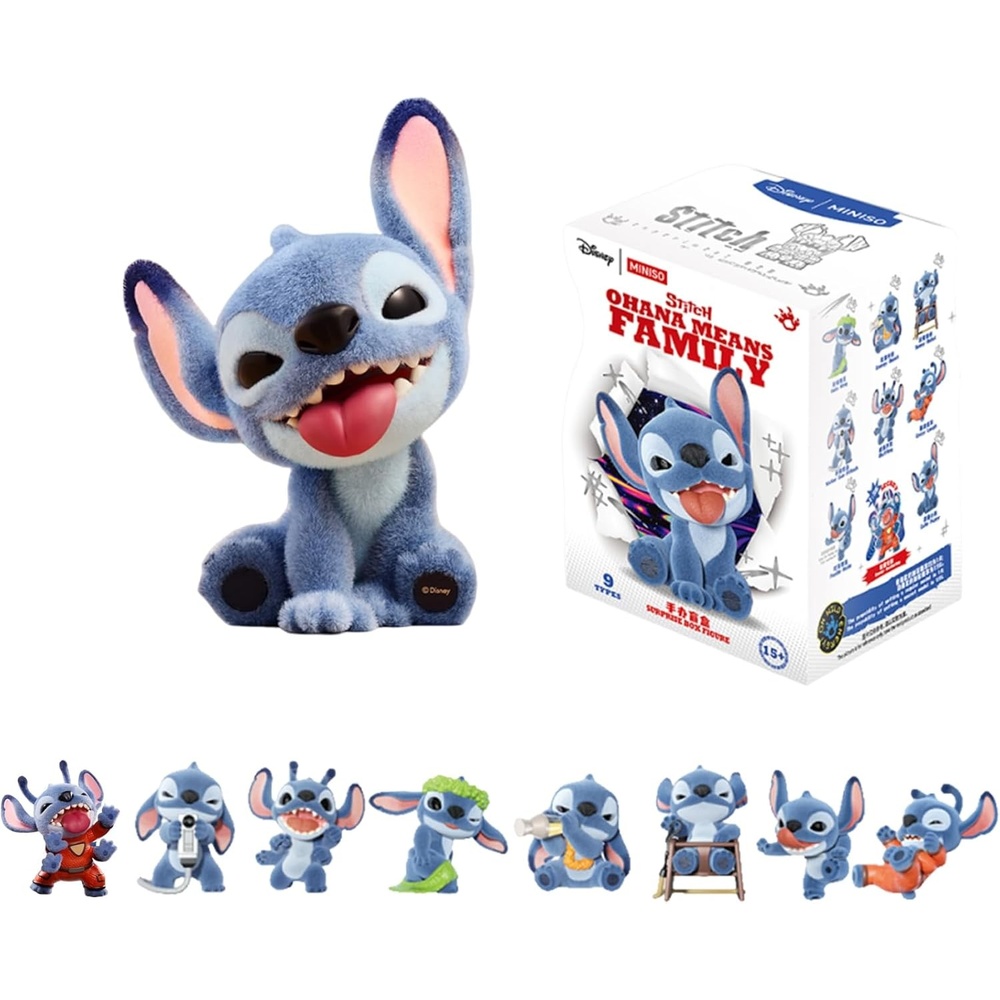 image:imageMINISO Disney Stitch Naughty Stitch Series Blind Box Figures Random Design Collectible Flocked Figures Home Decorations Holiday Birthday Gifts for Collectors and Fans Single Box