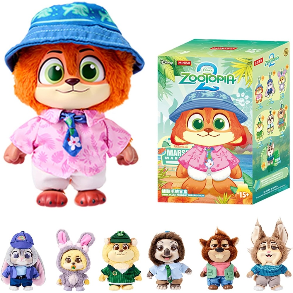 image:imageMINISO Disney Zootopia 2 City Residents Series Vinyl Plush Keychain Blind Box Cute Animal Figure Charm Collectible Surprise Gift for Bag Decor Random Single Box