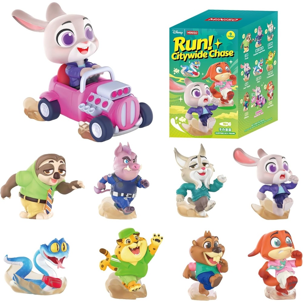 image:imageMINISO Disney Zootopia Citywide Chase Blind Box Run Series Collectible Figure Blind Box Surprise Action Model for Home Decor amp Gifts Random Single Box
