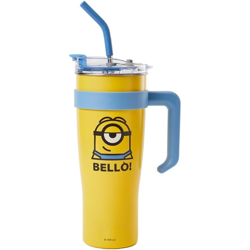 image:imageMINISO Minions Insulated Water Bottle with Straw 20 oz Travel Tumbler with Lid Holder Compatible Cup BPAFree Bottle with Strap for Boys Girls and Kids School Office Home54oz Minions