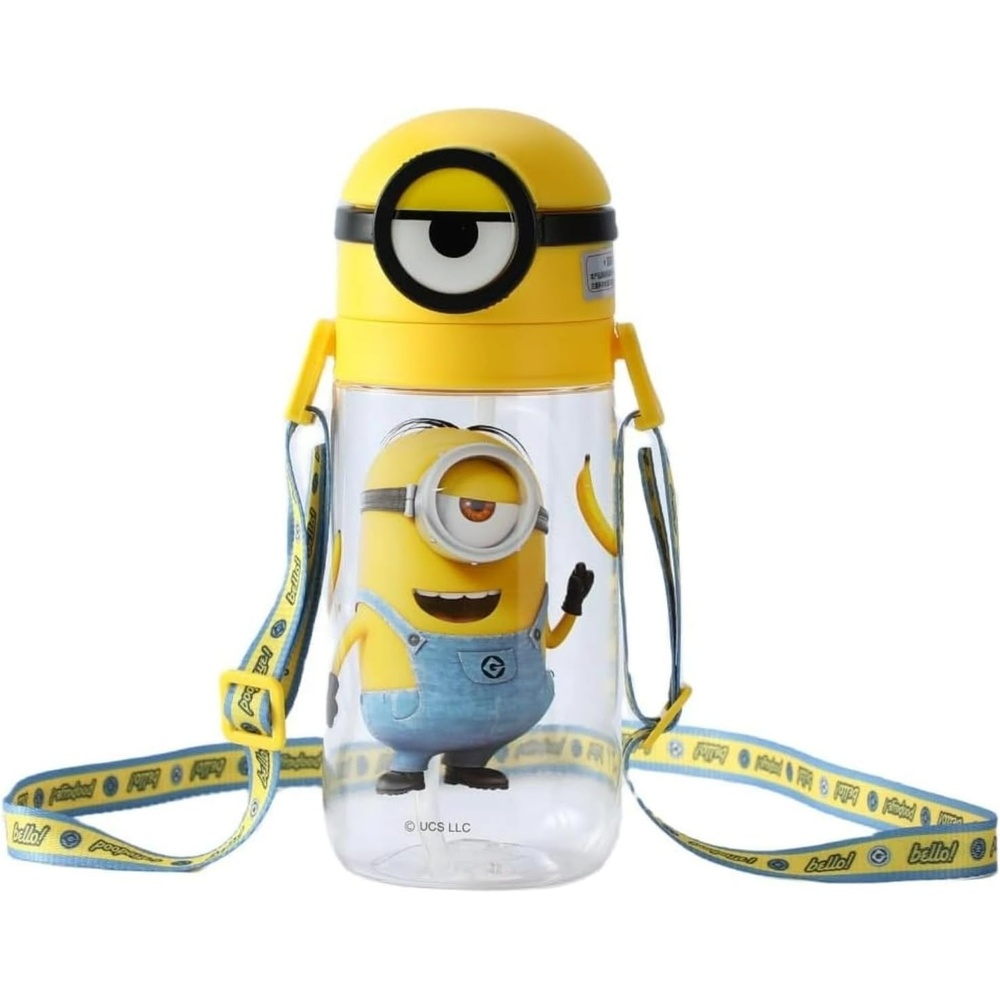 image:imageMINISO Minions Insulated Water Bottle with Straw 20 oz Travel Tumbler with Lid Holder Compatible Cup BPAFree Bottle with Strap for Boys Girls and Kids School Office Home20oz  Minions