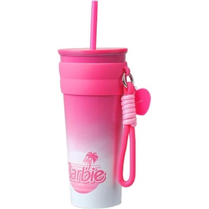 MINISO Barbie Collection Double Wall Plastic Cup with Straw 20 oz BPA Free Clear Tumbler with Lid Perfect for girls On the Go(27 oz – Barbie Stainless Cup (A))
