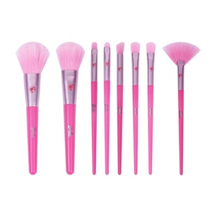 MINISO Barbie Makeup Brush Set 8 pcs Premium Synthetic Fiber Cosmetic Brushes for Foundation Blush Eyeshadow, Gift for Women Girls, Pink