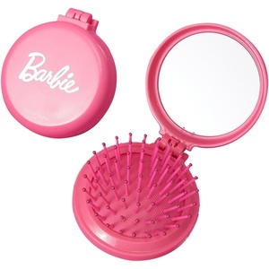 MINISO Barbie Portable Folding Mirror Comb for On-The-Go Styling | Compact Travel Hair Brush with Mirror | Fits in Pocket, Purse, Makeup Bag, Backpack | Detangling Comb for Women Quick Touch Ups