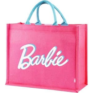 MINISO Barbie Tote Bag, Practical And Portable Beach Bag for Women/Girls, Large Canvas Handbag for Work Travel,Personalized Present for Birthday, Holiday, Wedding