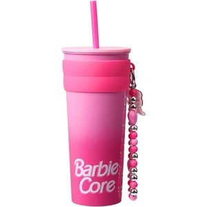 MINISO Barbie Tumbler with Handle and Straw 54 oz | Cup Holder Compatible for Travel | Insulated Stainless Steel Cup | BPA-Free | Thermos for Girls Women and Barbie Fan(27 oz – Barbie Stainless Cup (B))
