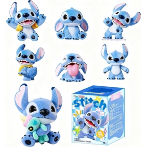MINISO Disney Lilo & Stitch Flocked Plush Toy Surprise Box Figure Model Stitch Blind Box Toy Collectible Toy Surprise Figures for Room Decorations, Birthday Gifts (Random)