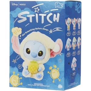 MINISO Disney Stitch Eat Something Before Sleep Collection Vinyl Plush Toy Surprise Box Figure Model Random Design Blind Box Toy Collectible Toy for Home Decor Birthday Gifts (Random One Figure)