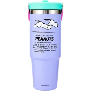 MINISO Snoopy Water Bottle 30 oz Tumbler with Handle Stainless Steel Insulated Tumbler with Straw and Lid, Leakproof Cup for Travel School Home Sports, Gifts for Girls Boys Kids Adults | BPA-Free