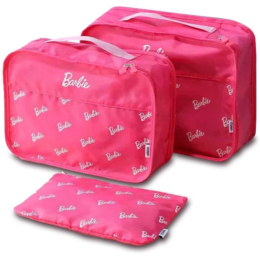 image:imageMINISO Travel Storage Bags for Clothes  Barbie Collection Clothes Storage Bags 3 pcs  Luggage Organizer Pouch Set