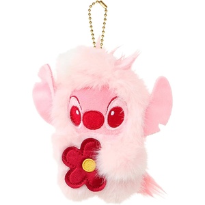 MINISO Disney Stitch Keychain Plush, Officially Licensed Pink Stitch Bag Charm with Floral Accent, Cute Lilo & Stitch Stuffed Animal Pendant for Backpack Handbag Gifts for Girls Women Disney Fans