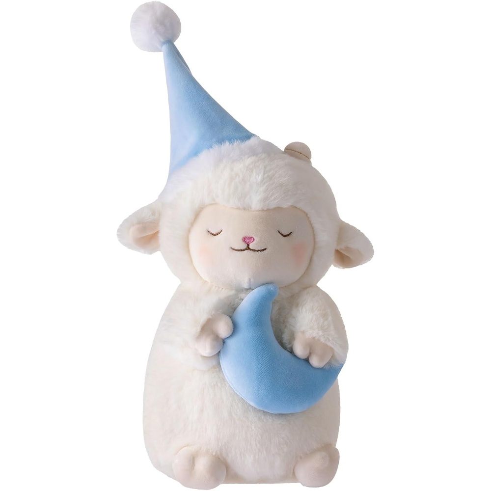 image:imageMINISO 11 Sheep Stuffed Animal Cute Fluffy Lamb Plush Toy with Smiling Face Huggable White Plush Doll Cozy Gift for Kids Adults Super Soft Stuffed Toys for Bedroom Decor amp Cuddly CompanionNightcap Style