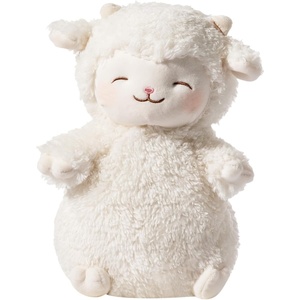 MINISO 11” Sheep Stuffed Animal, Cute Fluffy Lamb Plush Toy with Smiling Face, Huggable White Plush Doll Cozy Gift for Kids Adults, Super Soft Stuffed Toys for Bedroom Decor & Cuddly Companion(Warm White)